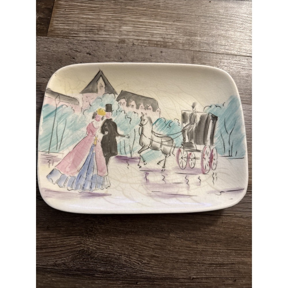 Ucago Ceramics Japan Decorative Wall Plate Hand-painted 19th Century Scene 8x6"